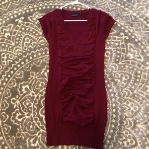 Knitted Burgundy Dress BodyCon Medium Mini